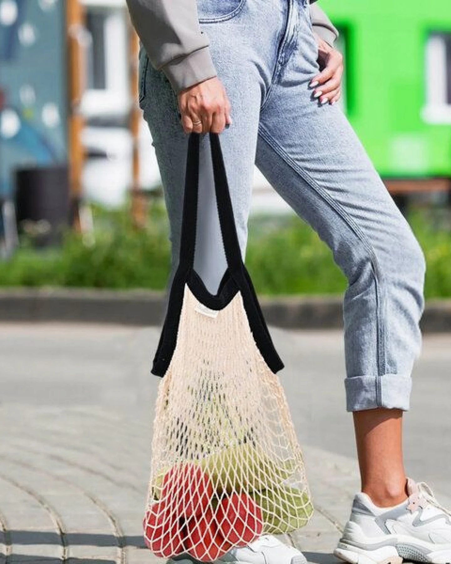 Susable Nachhaltige Mode - Einkaufstasche aus Bio-Baumwolle / Wiederverwendbare Netztasche Stilvolle und umweltfreundliche Netztasche – Ansicht 4