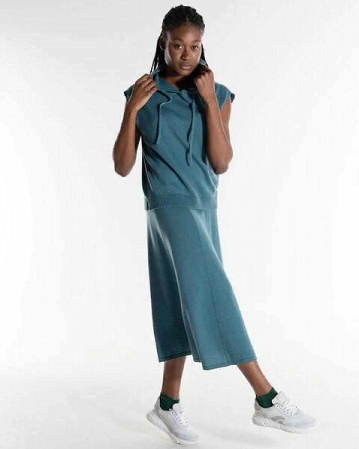 Alma & Lovis Maxi-Strickrock in A-Linie aus Bio-Baumwoll-/Woll-Mix