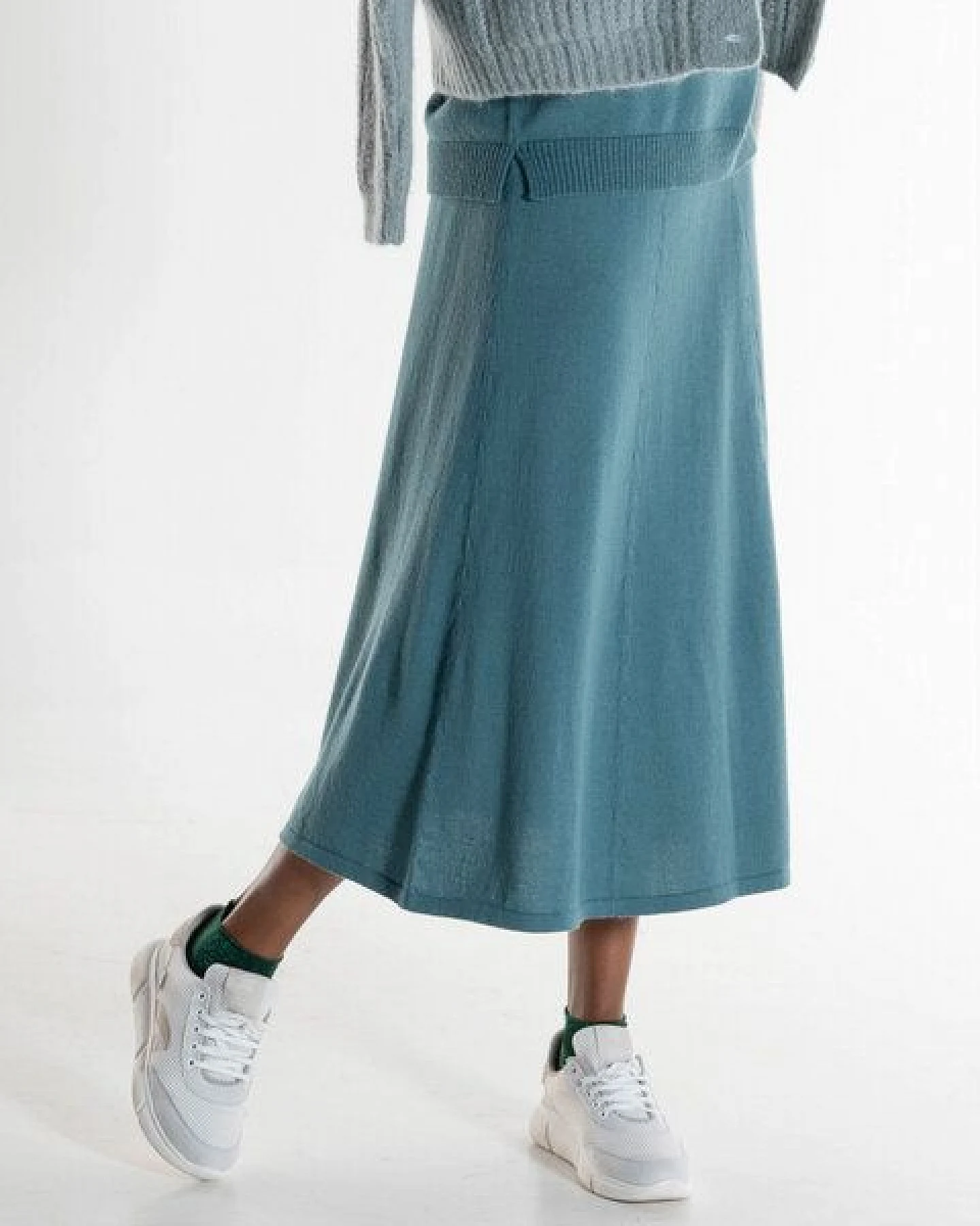 Alma & Lovis Maxi-Strickrock in A-Linie aus Bio-Baumwoll-/Woll-Mix – Ansicht 2