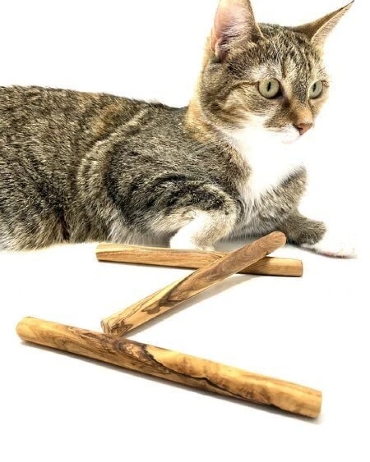 Olivenholz erleben Kauknochen aus Olivenholz für kleine Hunde oder Katzen (3er Set)