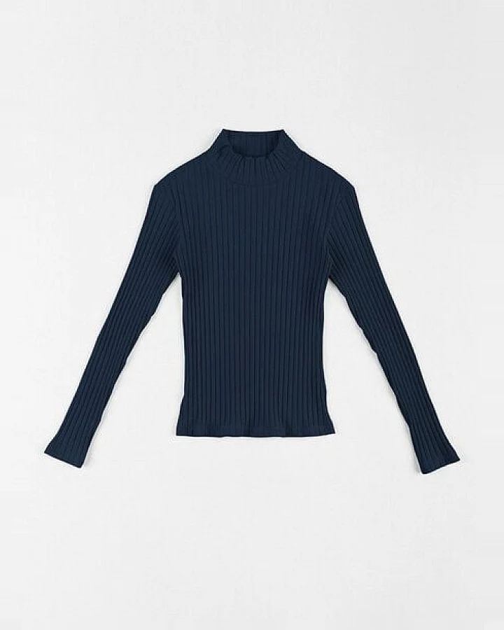 Rotholz Langarmshirt - Longsleeve Mockneck - aus einem Biobaumwolle/Elastan Mix