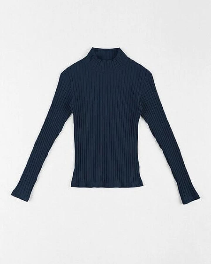 Rotholz Langarmshirt - Longsleeve Mockneck - aus einem Biobaumwolle/Elastan Mix