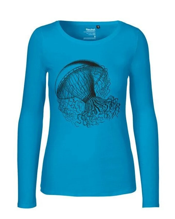 HANDGEDRUCKT "Medusa" Frauen Longsleeve aus reiner Biobaumwolle (kbA)