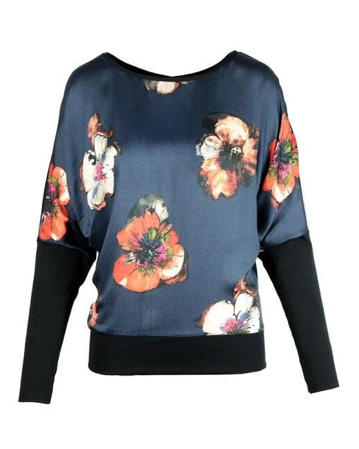 LASALINA LINDA Blumenlangarmshirt - Ecovero Viskose & Bio Baumwolle