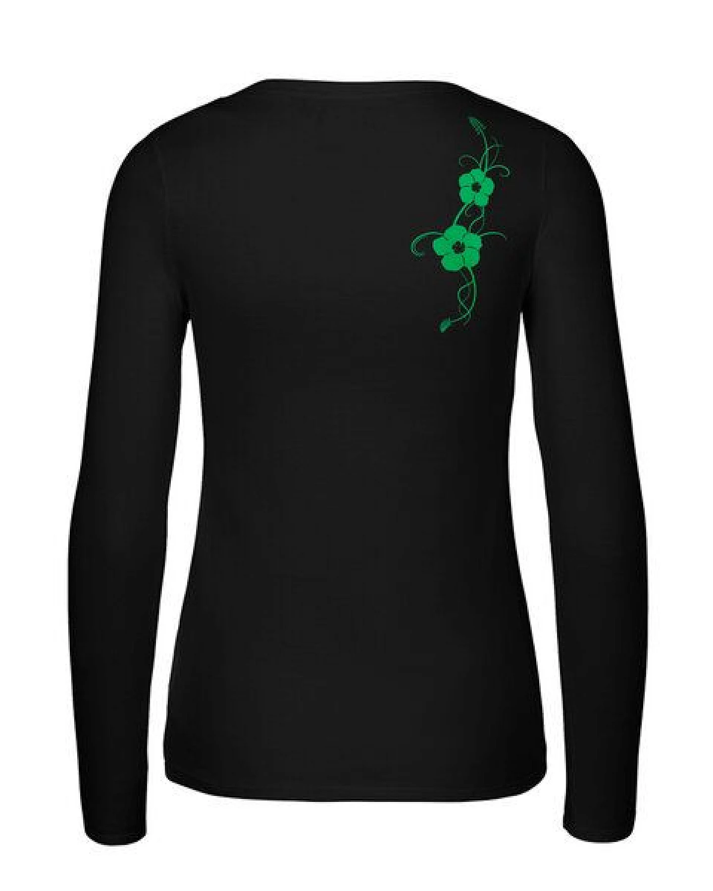 HANDGEDRUCKT "Hibisken" Frauen Longsleeve aus reiner Biobaumwolle (kbA) – Ansicht 2