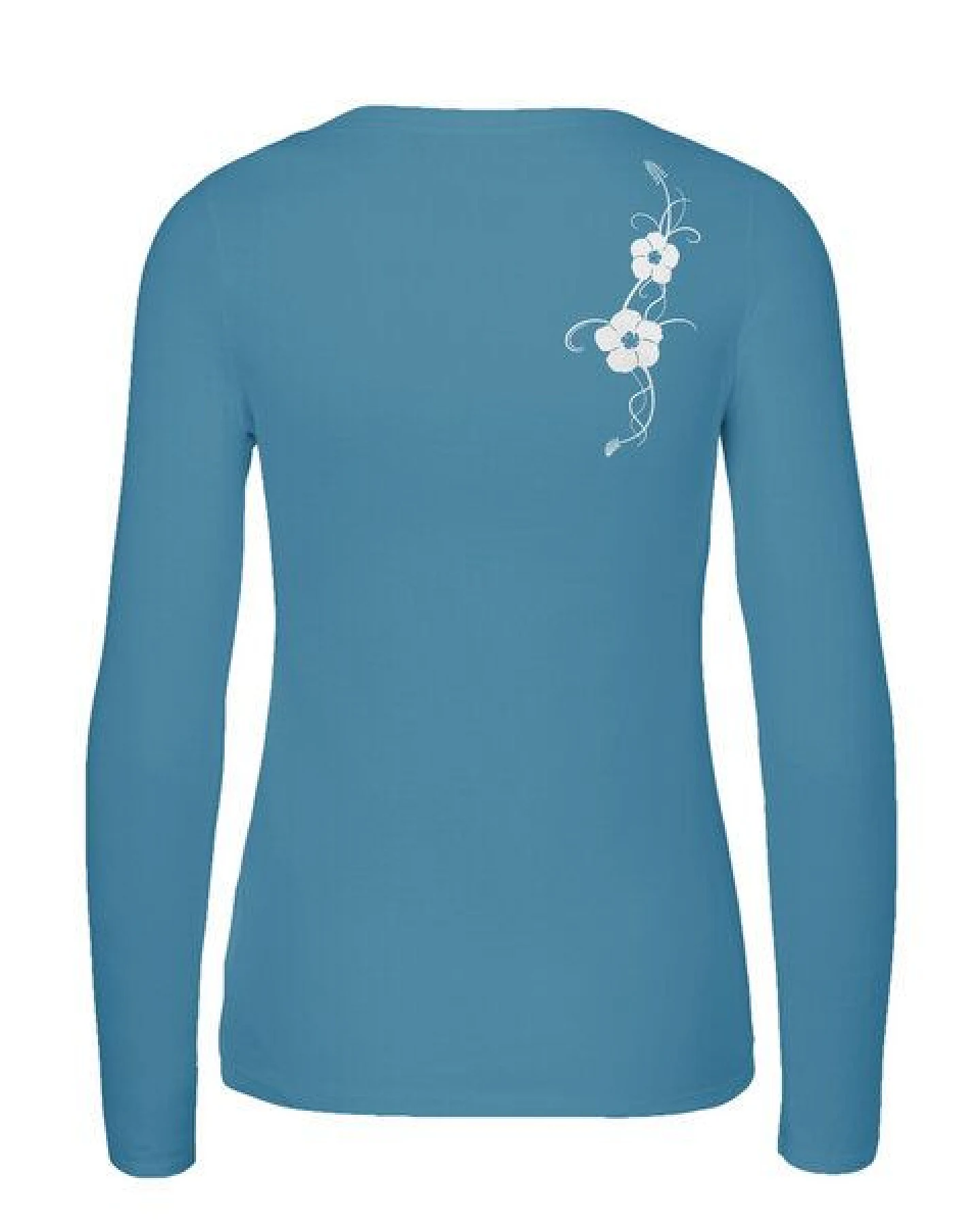 HANDGEDRUCKT "Hibisken" Frauen Longsleeve aus reiner Biobaumwolle (kbA) – Ansicht 2