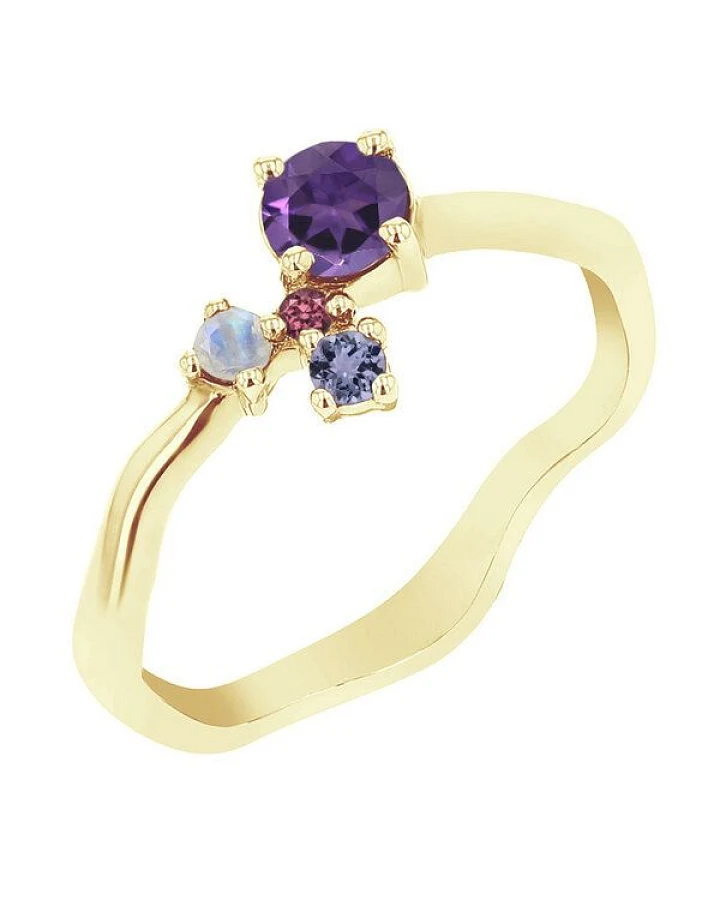 Eppi Lila Cluster Ring mit Amethyst und Edelsteinen Roche