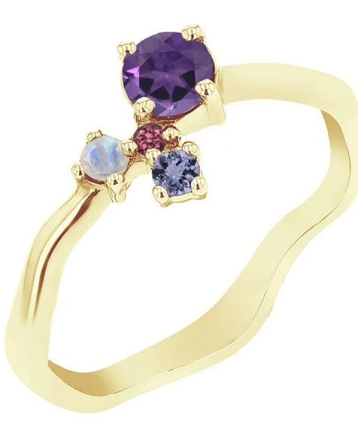 Eppi Lila Cluster Ring mit Amethyst und Edelsteinen Roche