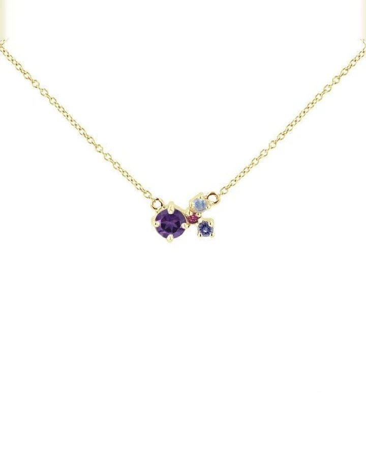 Eppi Silberne Cluster Kette mit Amethyst und Edelsteinen Millie