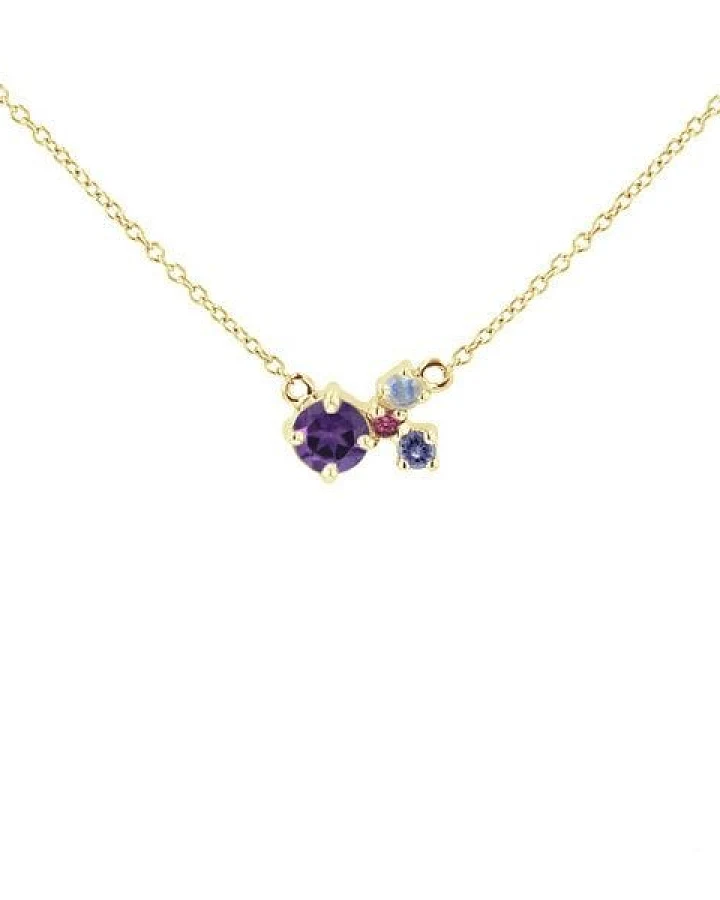 Eppi Silberne Cluster Kette mit Amethyst und Edelsteinen Millie