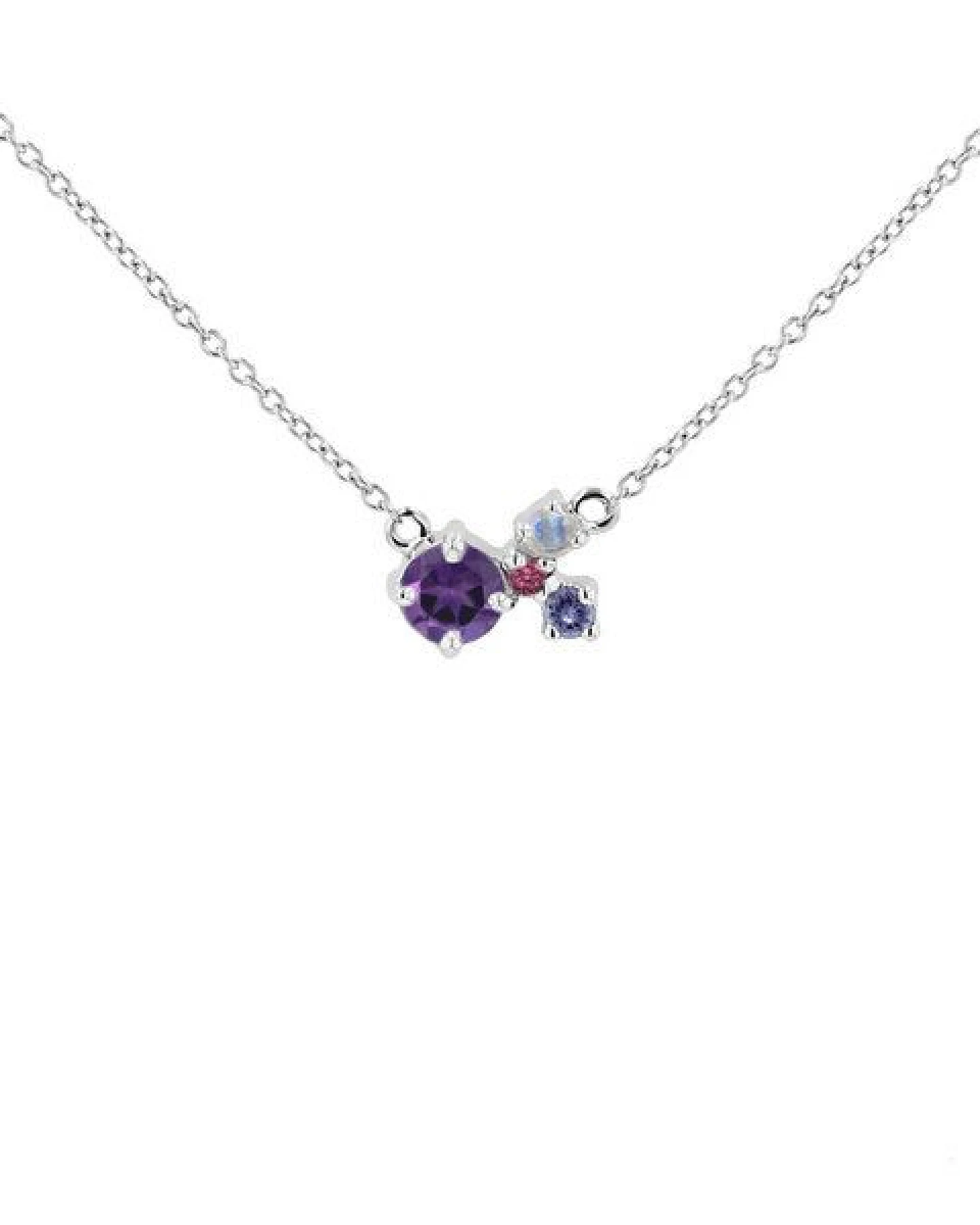 Eppi Silberne Cluster Kette mit Amethyst und Edelsteinen Millie – Ansicht 2