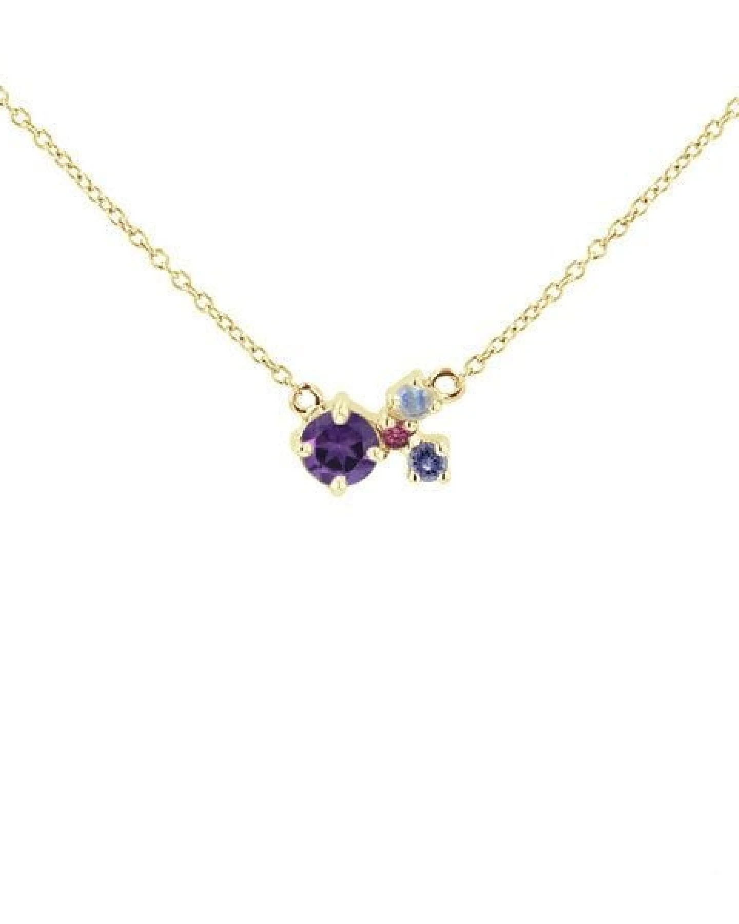 Eppi Silberne Cluster Kette mit Amethyst und Edelsteinen Millie – Ansicht 3