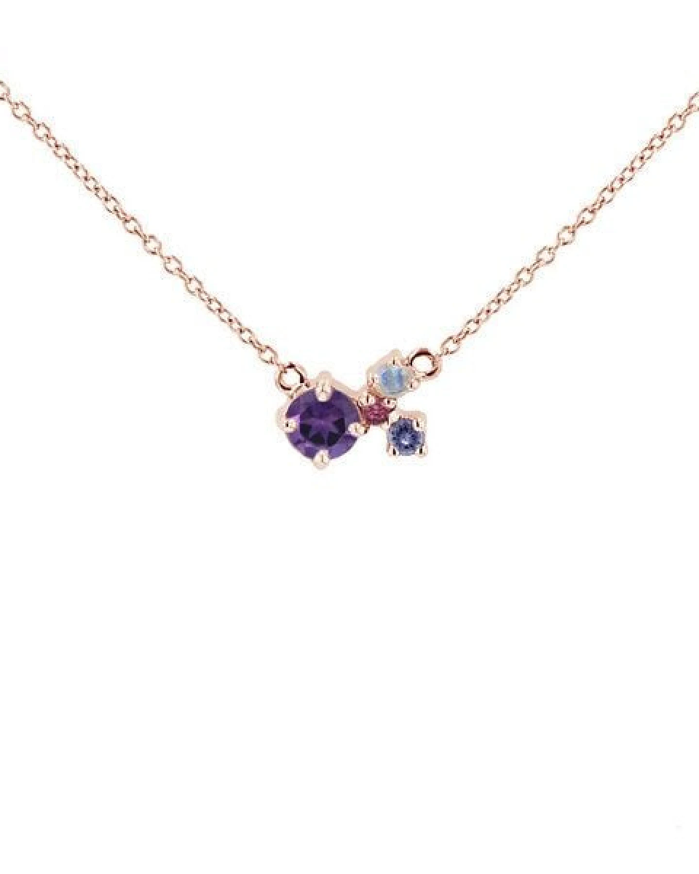 Eppi Silberne Cluster Kette mit Amethyst und Edelsteinen Millie – Ansicht 4