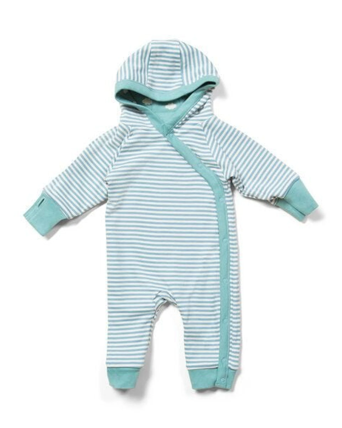 Little Green Radicals Baby Overall aus Bio-Baumwolle – Hellblau mit Wolken, wendbar – Ansicht 2