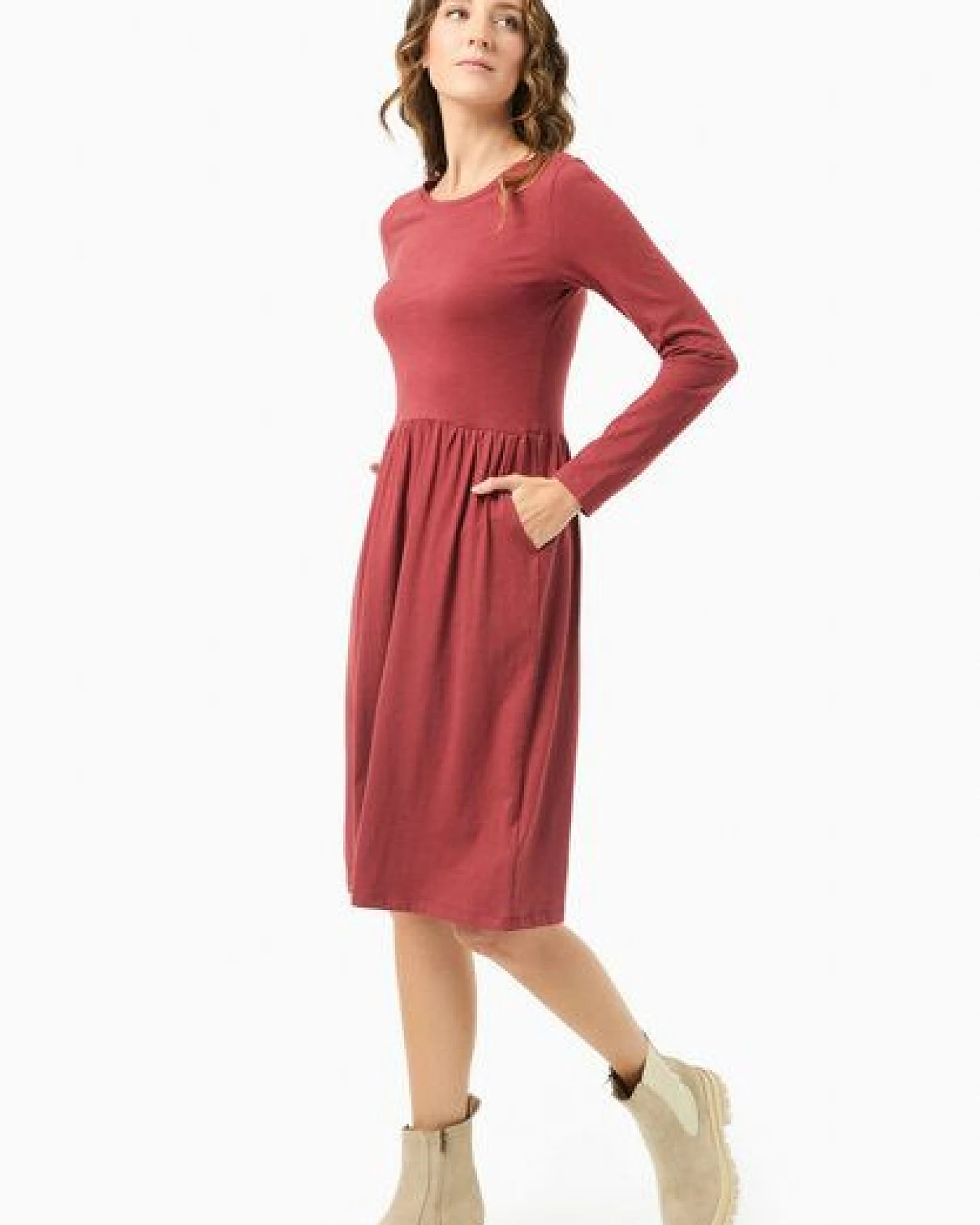 ORGANICATION Langarm-Jerseykleid aus Bio-Baumwolle – Ansicht 2