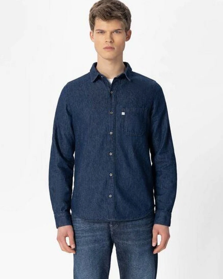 MUD Jeans Langarmhemd - Stanley Shirt - aus einem Baumwoll/Leinen Mix