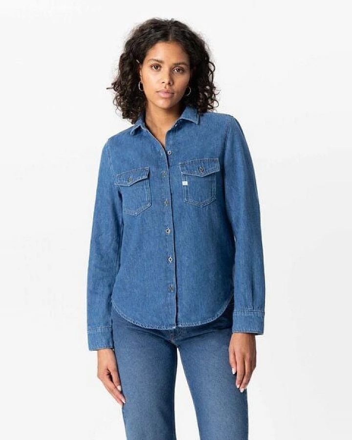 MUD Jeans Langarmbluse - Shirley Shirt - aus einem Baumwoll/Leinen Mix