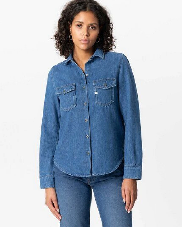 MUD Jeans Langarmbluse - Shirley Shirt - aus einem Baumwoll/Leinen Mix