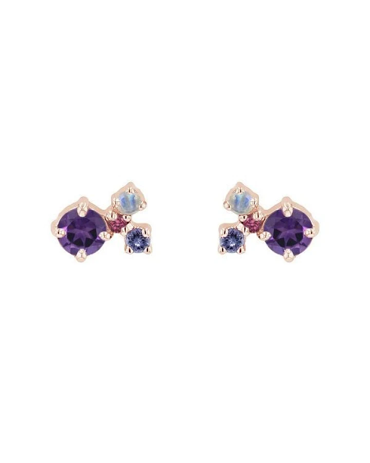Eppi Lila Cluster Ohrringe mit Amethysten und Edelsteinen Kerrie