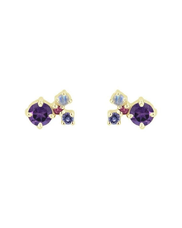 Eppi Silberne Cluster Ohrringe mit Amethysten und Edelsteinen Kerrie