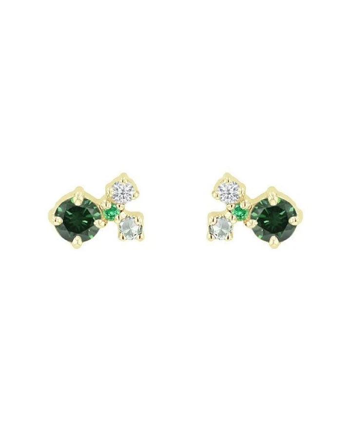 Eppi Grüne Cluster-Ohrringe mit grünen Diamanten und Edelsteinen Kerrie