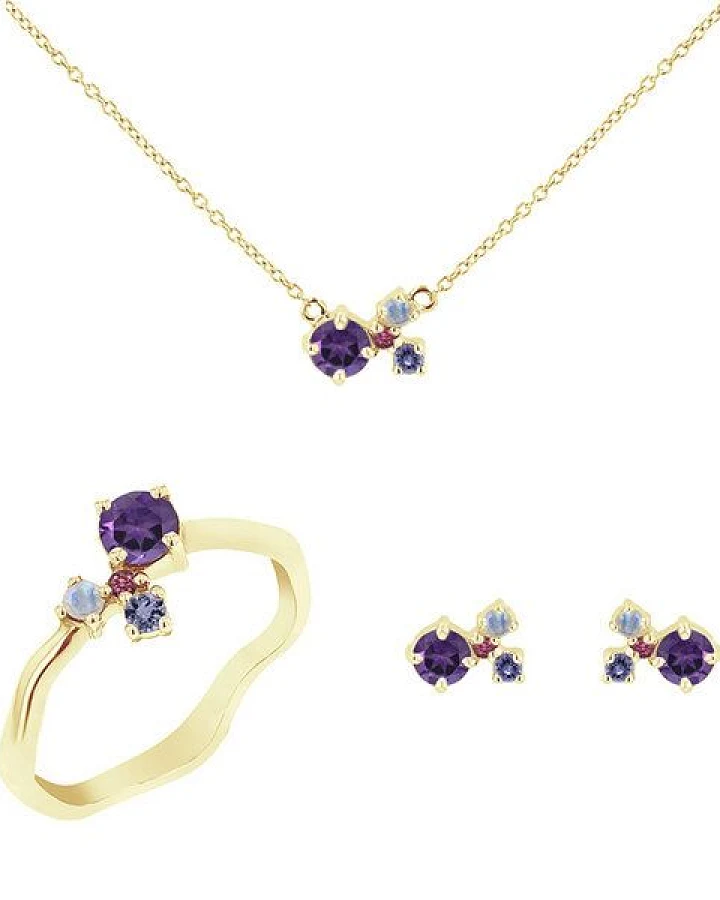 Eppi Cluster Schmuckset mit Amethysten und Edelsteinen Halli