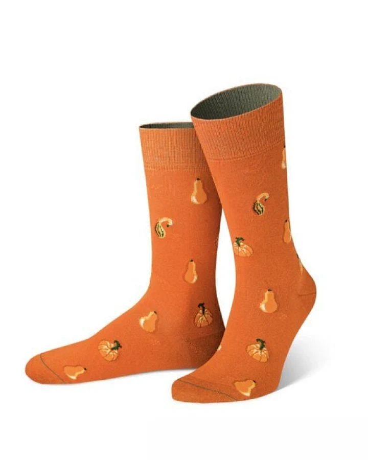 von Jungfeld Orange Socke mit Kürbismotiv - Herren