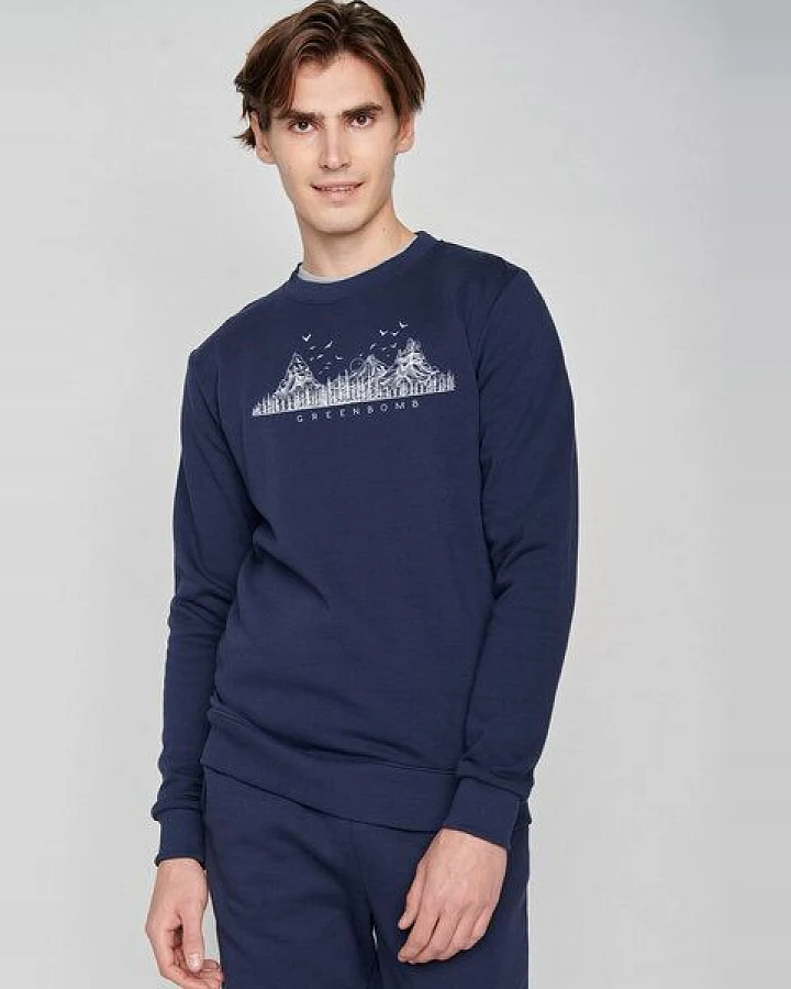 GREENBOMB Nature Mountain Logo Wild - Bequemes Sweatshirt aus Bio-Baumwolle / hochwertiger Print / Fair & Vegan
