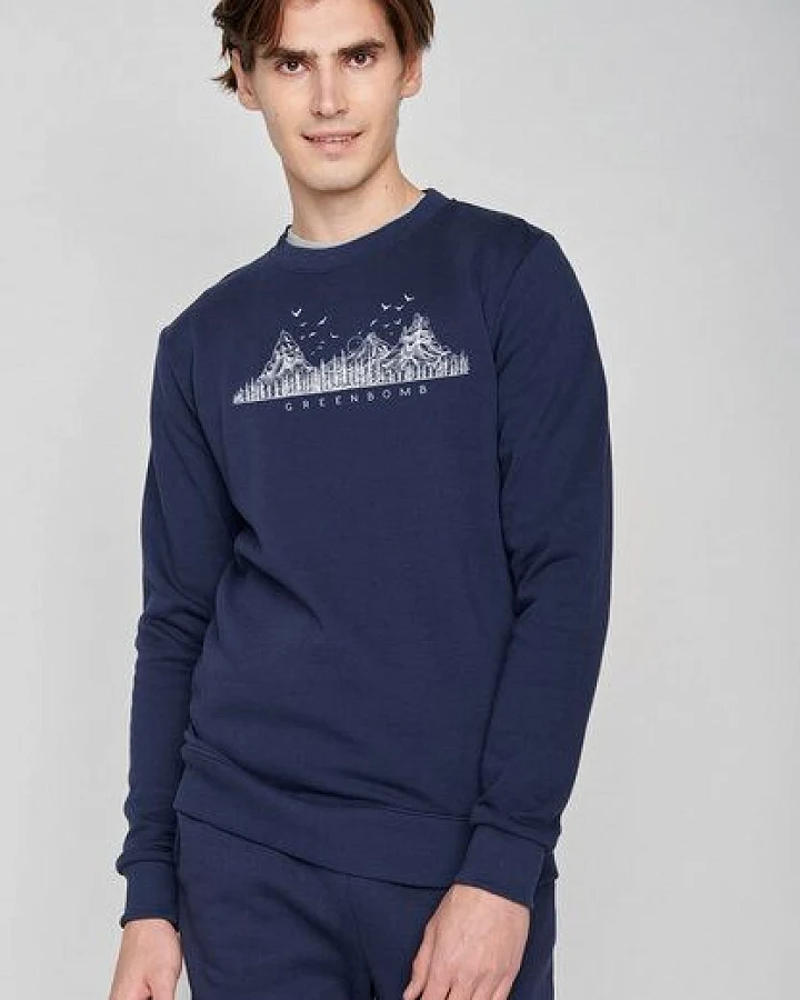 GREENBOMB Nature Mountain Logo Wild - Bequemes Sweatshirt aus Bio-Baumwolle / hochwertiger Print / Fair & Vegan