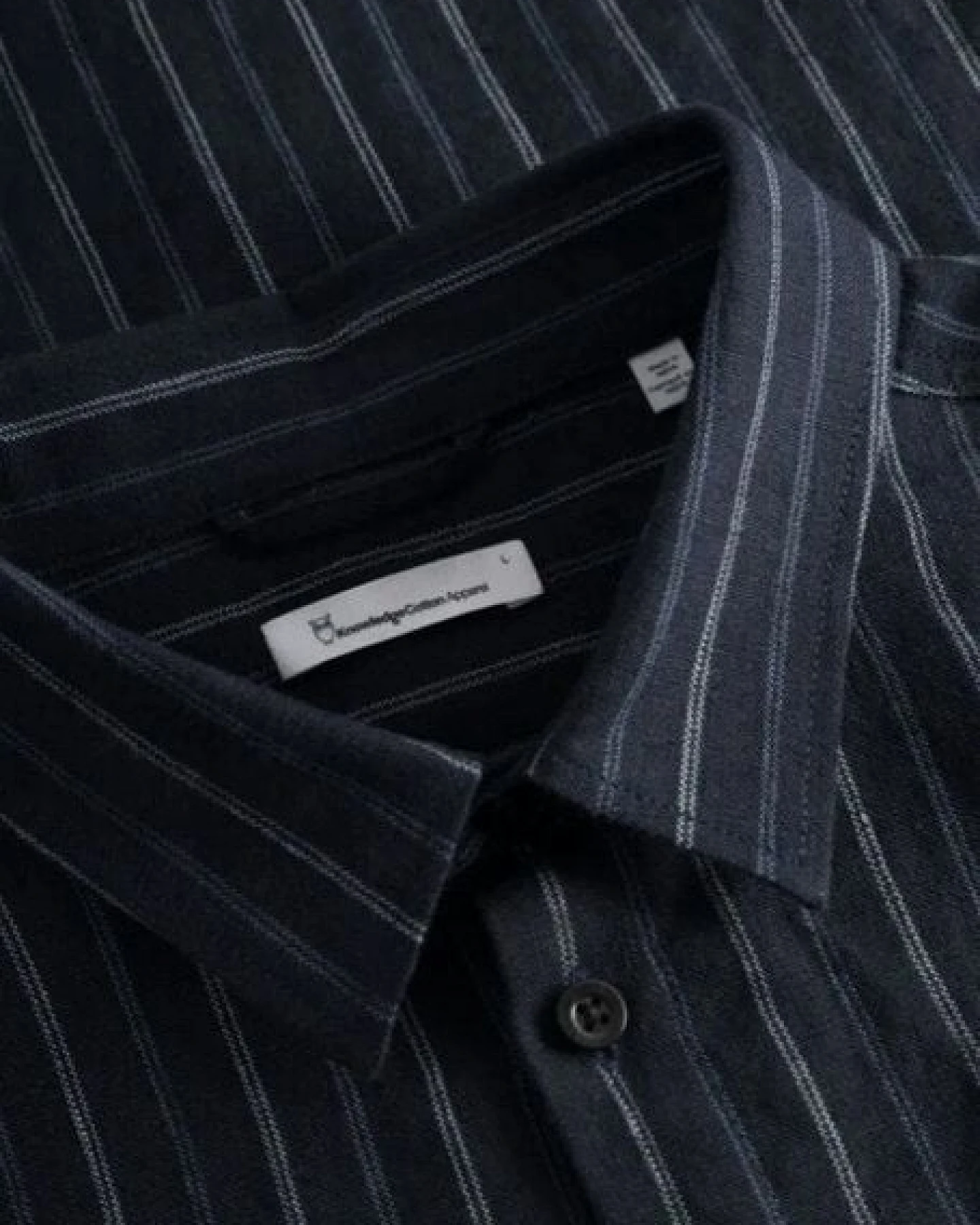 KnowledgeCotton Apparel Leinenhemd - Long sleeve striped linen custom fit shirt - aus Bio-Leinen - mit Kragen – Ansicht 4