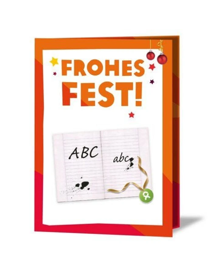 OxfamUnverpackt Spenden-Geschenk "Alphabetisierung für Frauen" (Weihnachtskarte mit Magnet)
