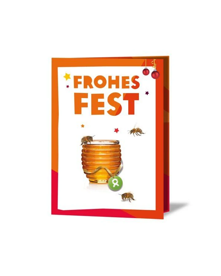 OxfamUnverpackt Spenden-Geschenk "Honigbienen" (Weihnachtskarte mit Magnet)