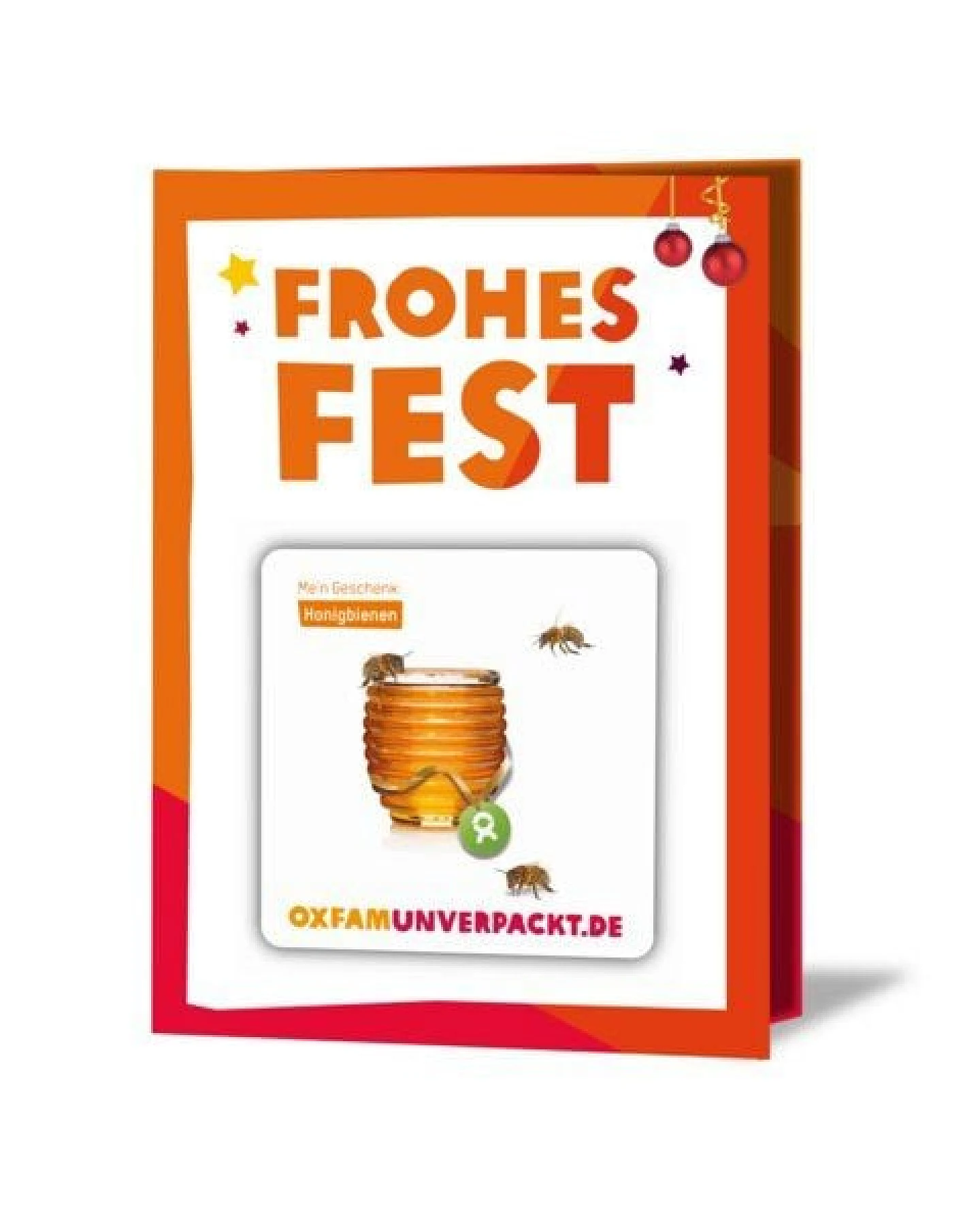OxfamUnverpackt Spenden-Geschenk "Honigbienen" (Weihnachtskarte mit Magnet) – Ansicht 2