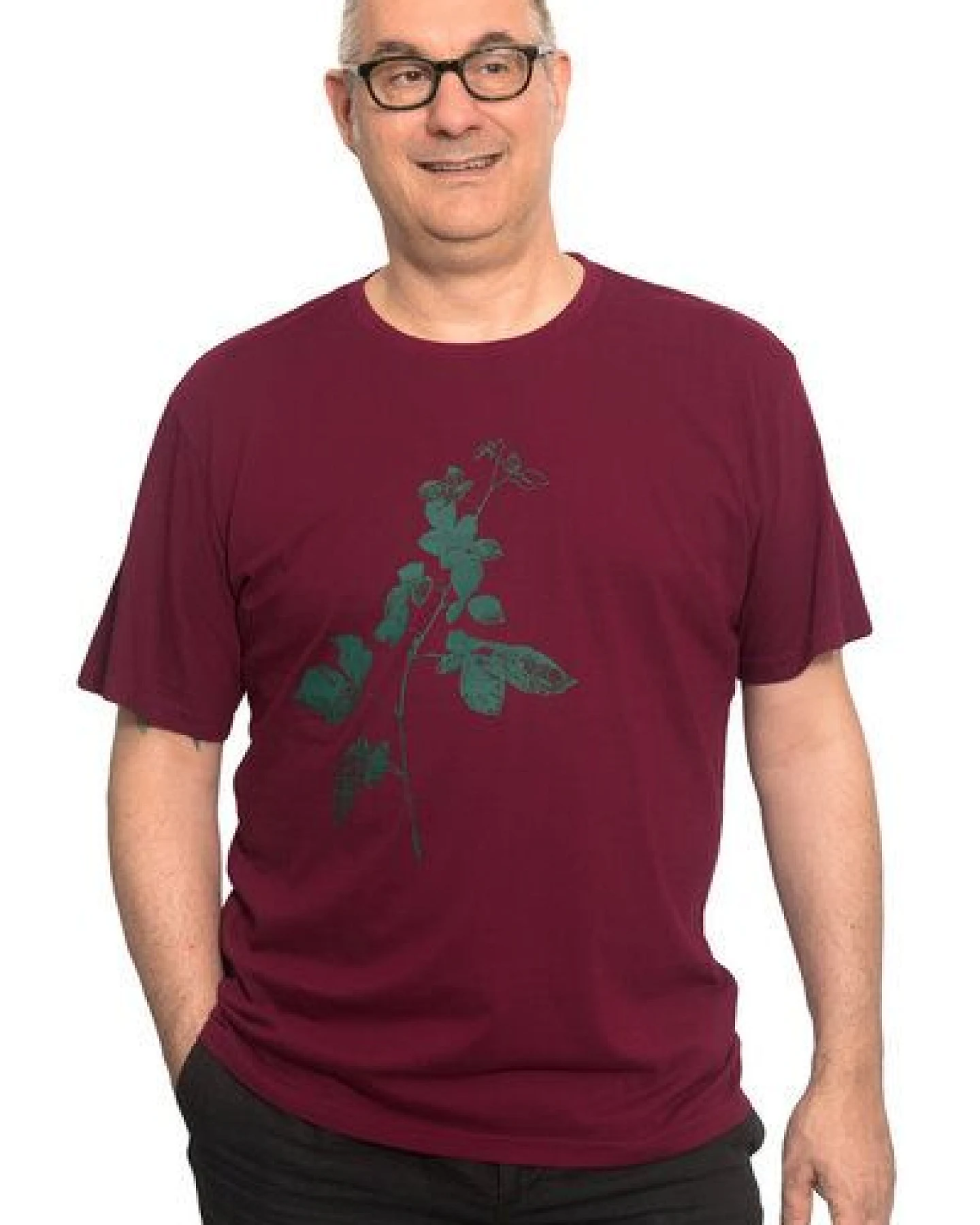 Hirschkind Bio- & Fair-Trade-Männershirt "Brombeere" weinrot – Ansicht 2