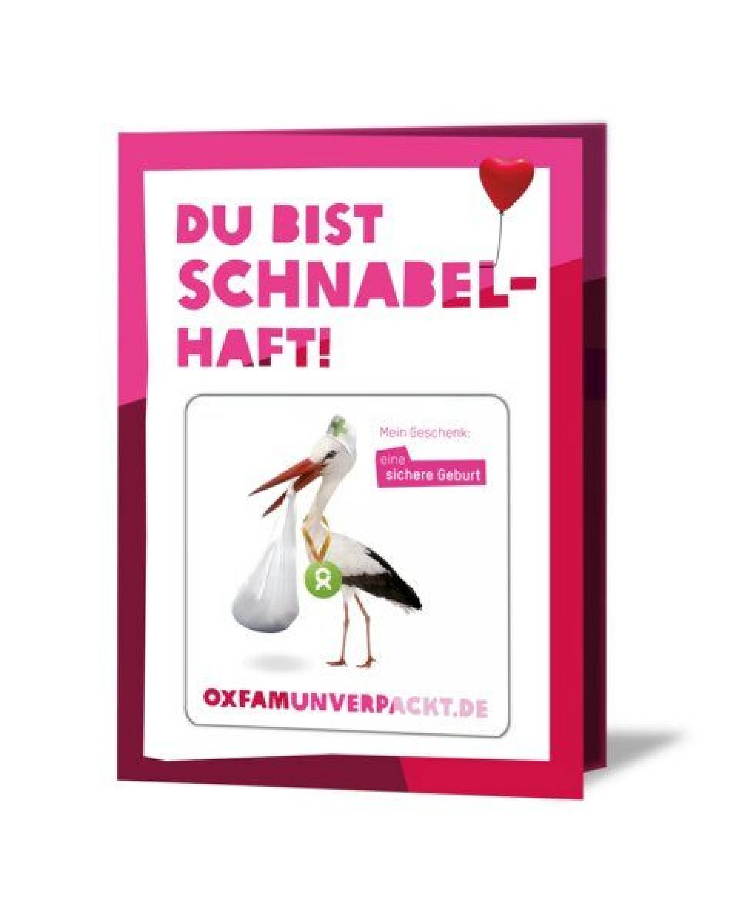 OxfamUnverpackt Spenden-Geschenk "Eine sichere Geburt" (Grußkarte zum Liebe zeigen mit Magnet) – Ansicht 2