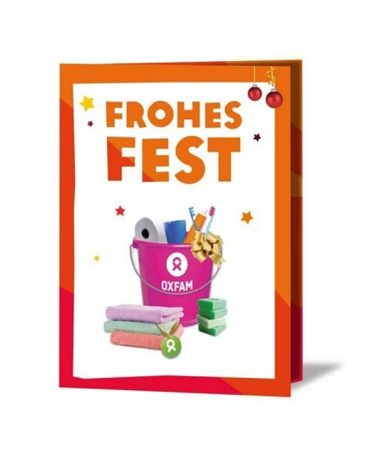 OxfamUnverpackt Spenden-Geschenk "Hygiene-Set" (Weihnachtskarte mit Magnet)