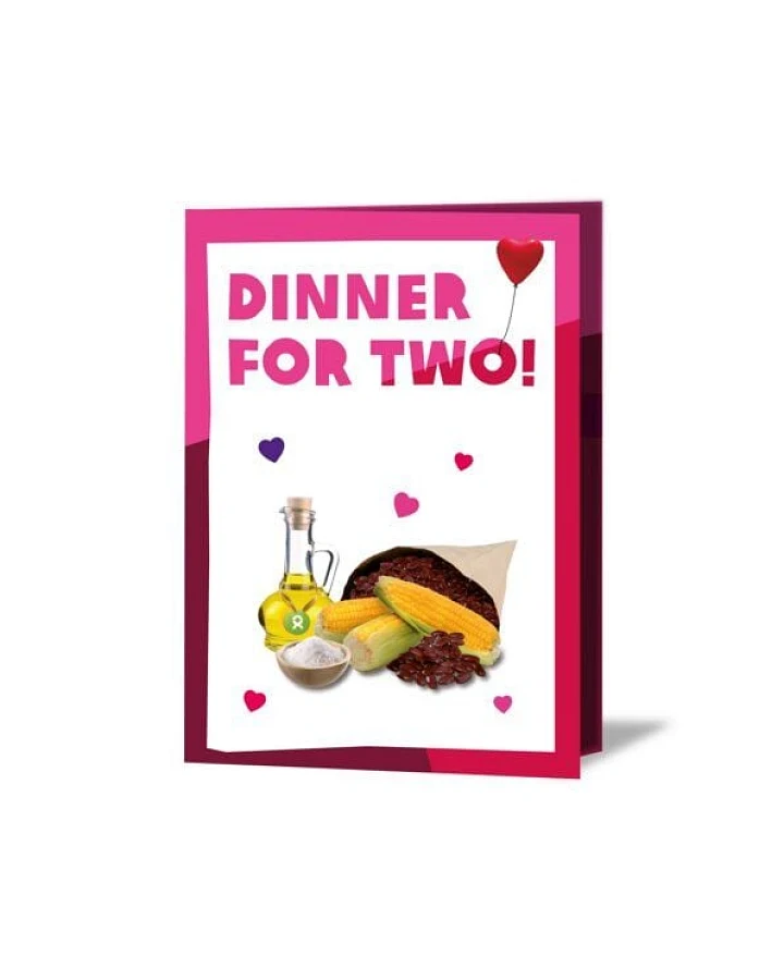 OxfamUnverpackt Spenden-Geschenk "Nahrungspakete" (Grußkarte zum Liebe zeigen mit Magnet)