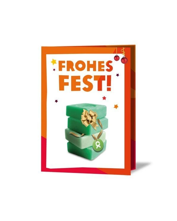 OxfamUnverpackt Spenden-Geschenk "Seife" (Weihnachtskarte mit Magnet)