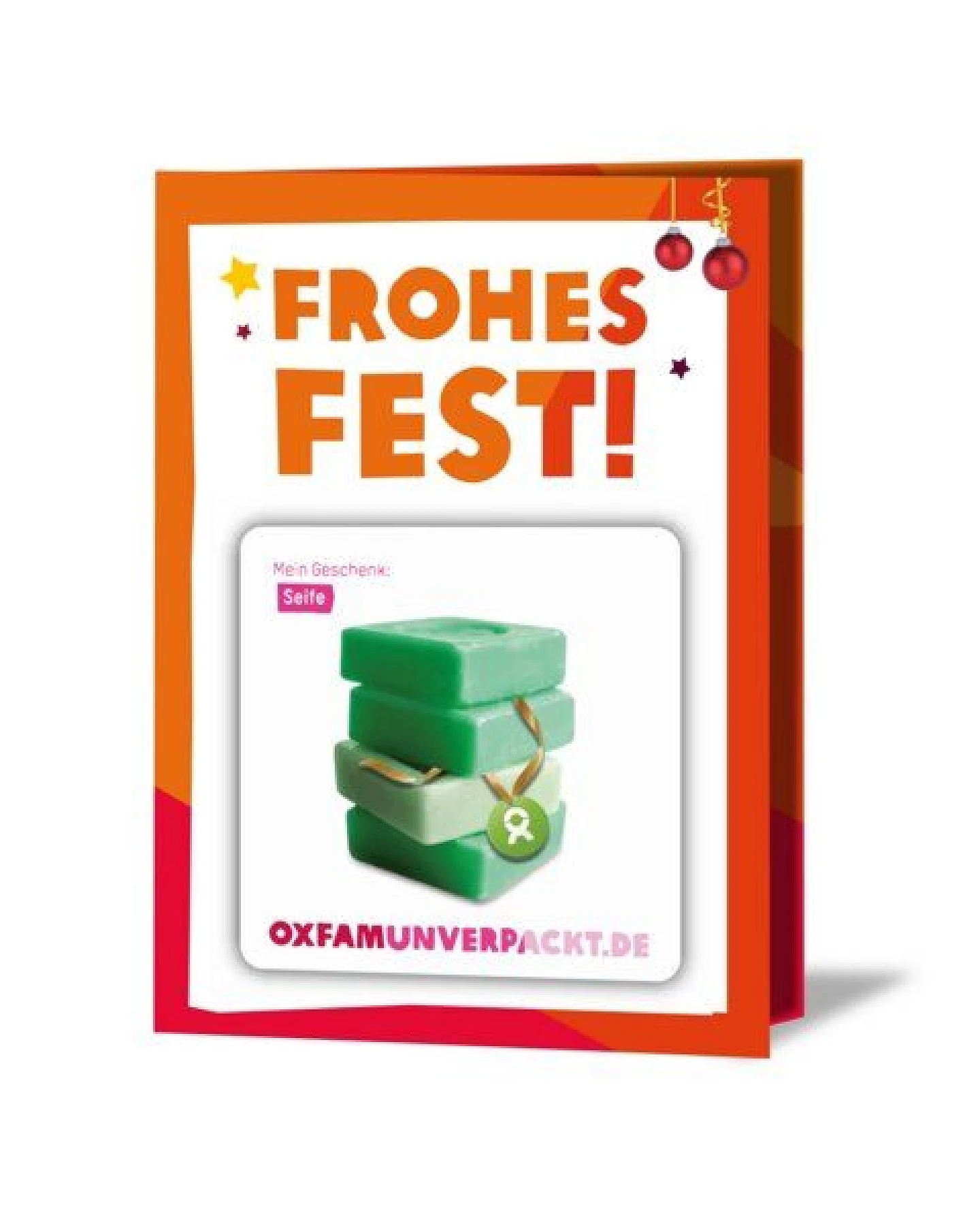 OxfamUnverpackt Spenden-Geschenk "Seife" (Weihnachtskarte mit Magnet) – Ansicht 2