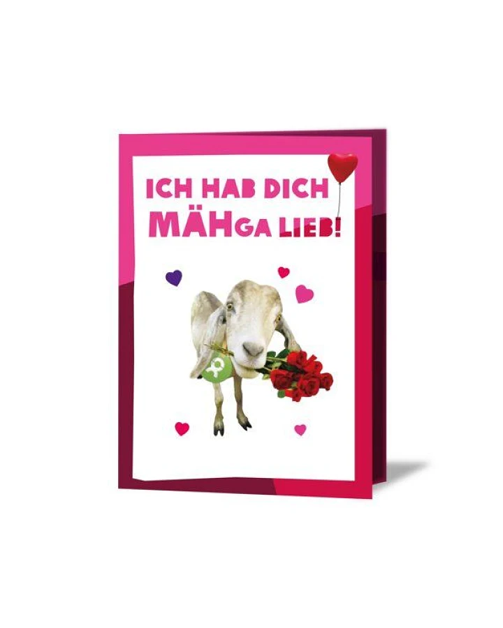 OxfamUnverpackt Spenden-Geschenk "Ziege" (Grußkarte zum Liebe zeigen mit Magnet)