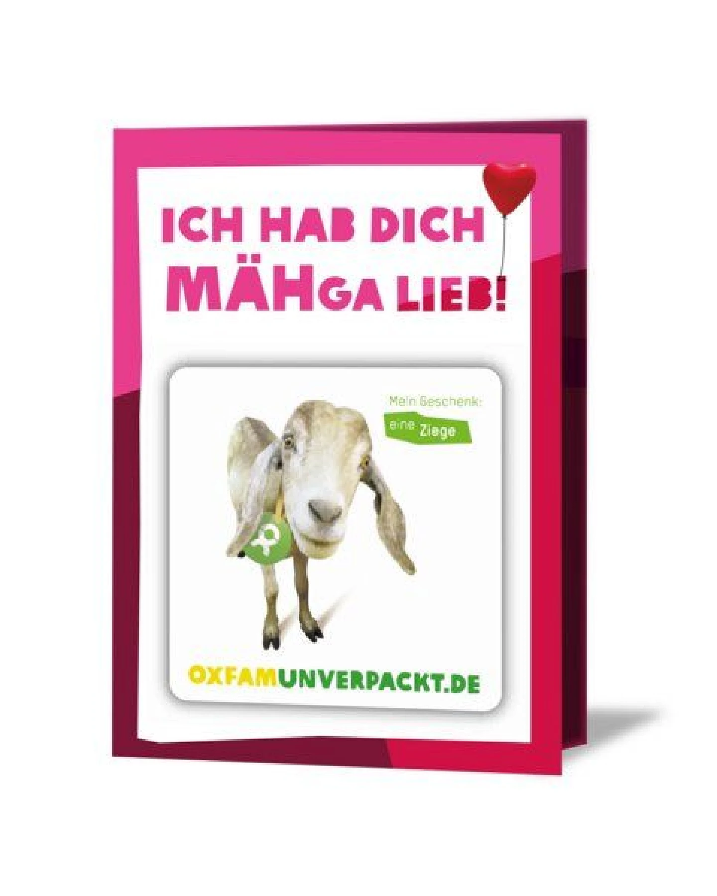 OxfamUnverpackt Spenden-Geschenk "Ziege" (Grußkarte zum Liebe zeigen mit Magnet) – Ansicht 2