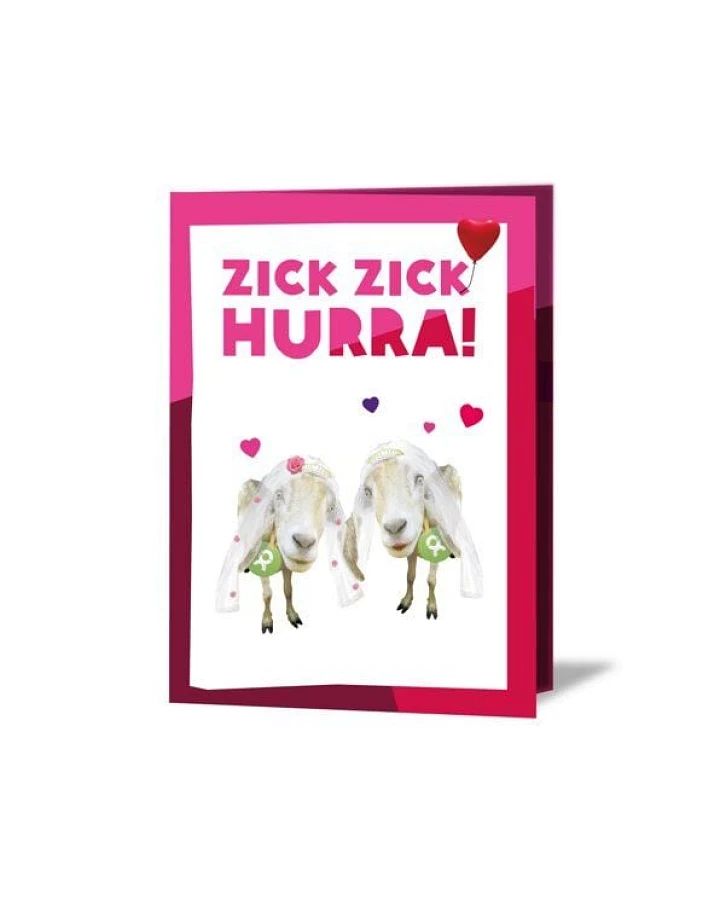 OxfamUnverpackt Spenden-Geschenk "Ziegenpärchen sie & sie" (Grußkarte mit Magnet)