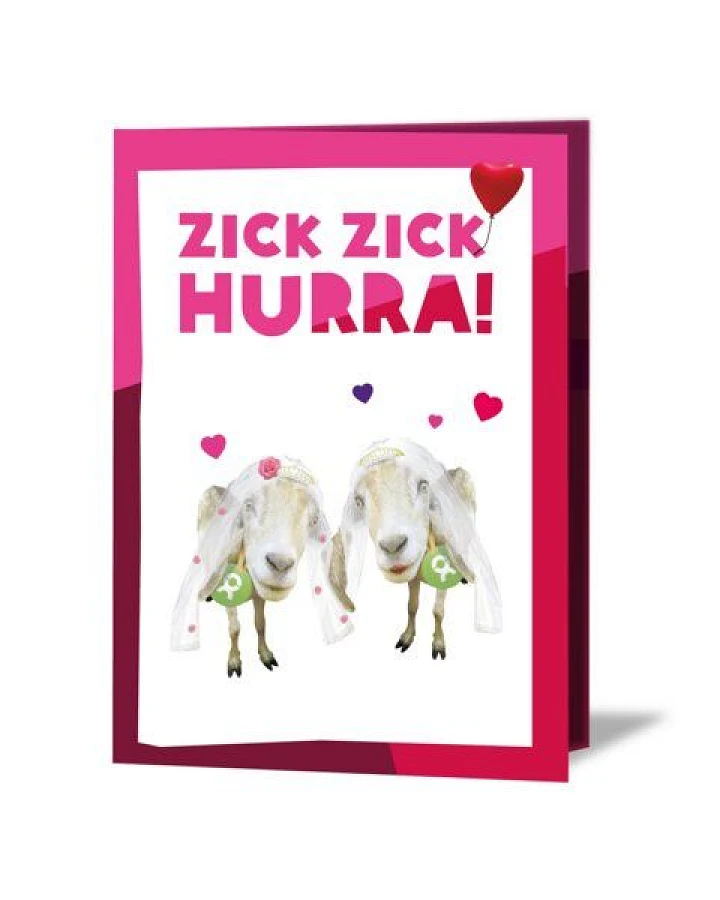 OxfamUnverpackt Spenden-Geschenk "Ziegenpärchen sie & sie" (Grußkarte mit Magnet)