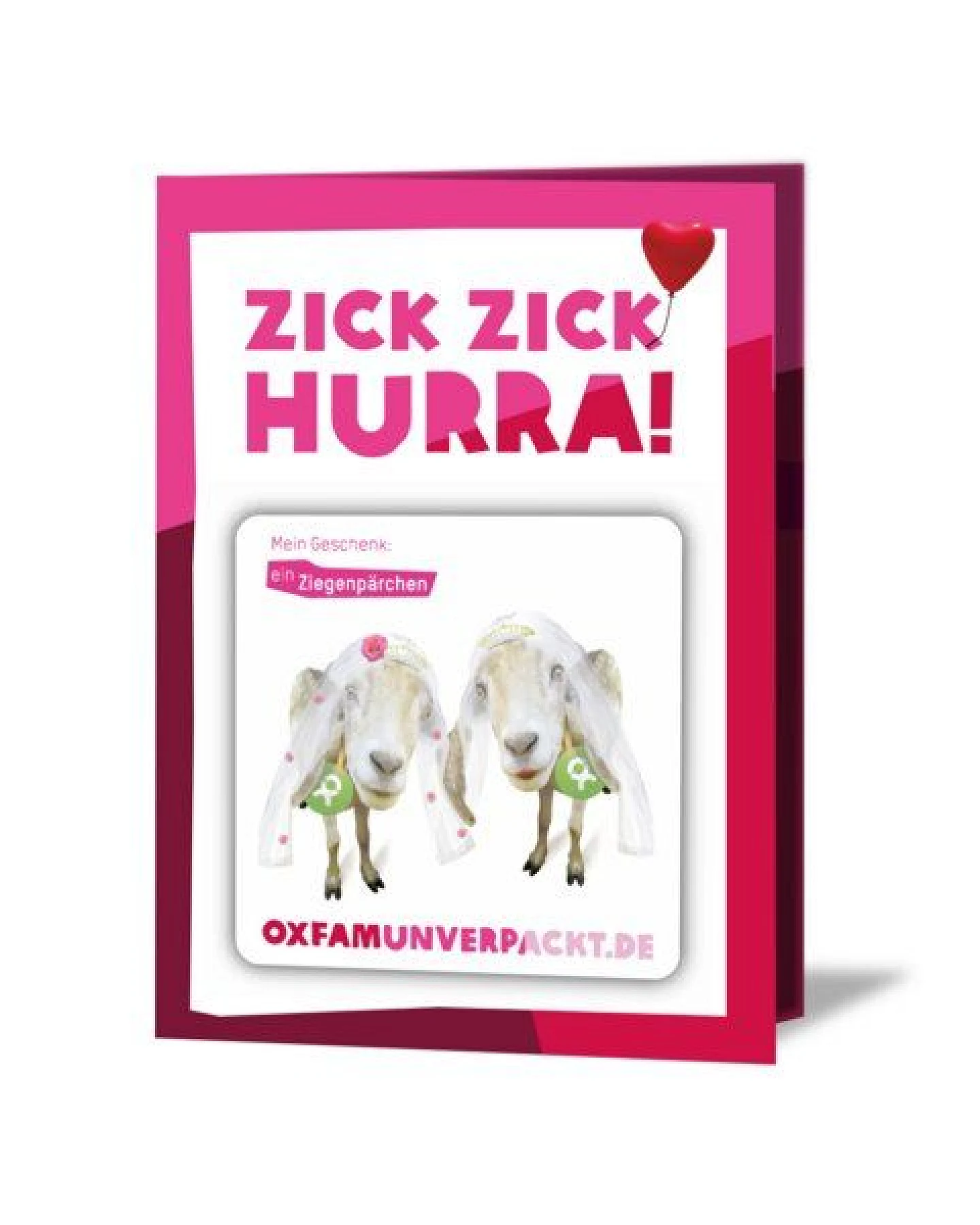 OxfamUnverpackt Spenden-Geschenk "Ziegenpärchen sie & sie" (Grußkarte mit Magnet) – Ansicht 2