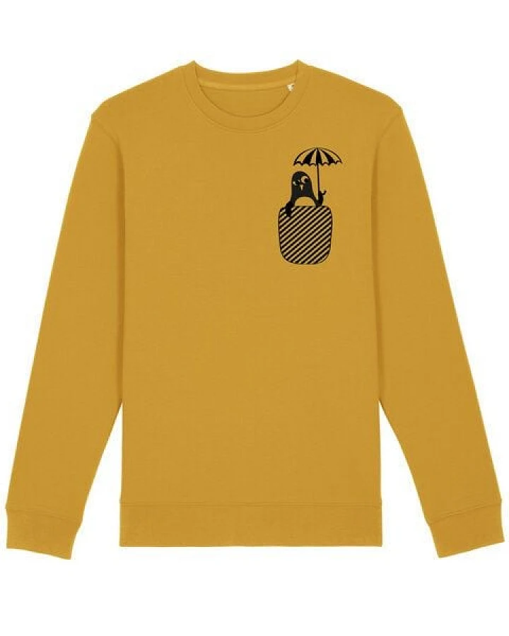päfjes Pinguin Paul mit Schirm - Fair Wear Unisex Sweater - Gelb