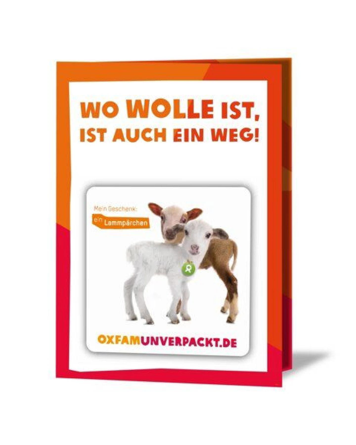 OxfamUnverpackt Spenden-Geschenk "Lammpärchen" (Grußkarte mit Magnet) – Ansicht 2