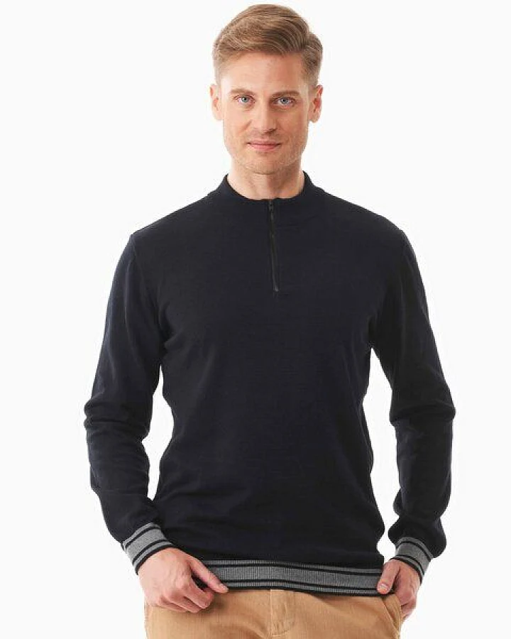 ORGANICATION Pullover aus Bio-Baumwolle mit Troyerkragen