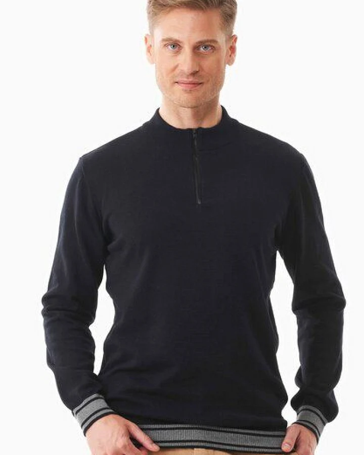 ORGANICATION Pullover aus Bio-Baumwolle mit Troyerkragen