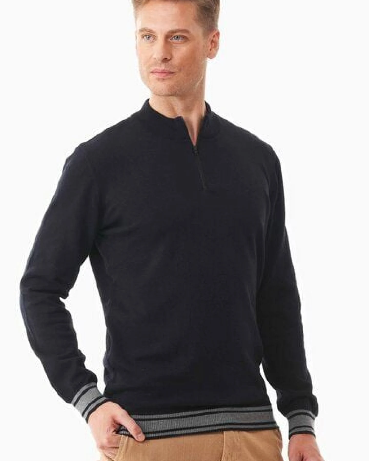 ORGANICATION Pullover aus Bio-Baumwolle mit Troyerkragen – Ansicht 3