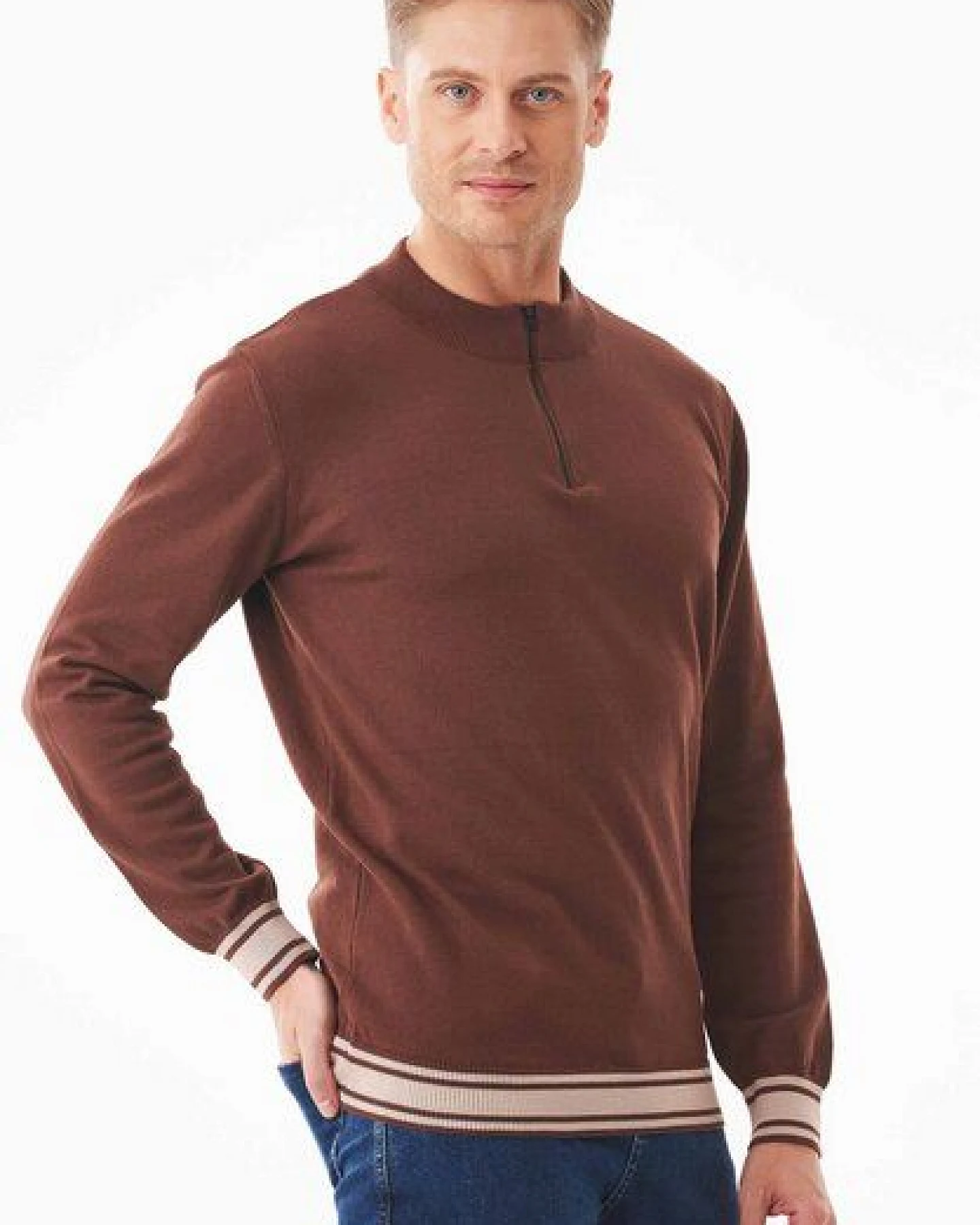 ORGANICATION Pullover aus Bio-Baumwolle mit Troyerkragen – Ansicht 3